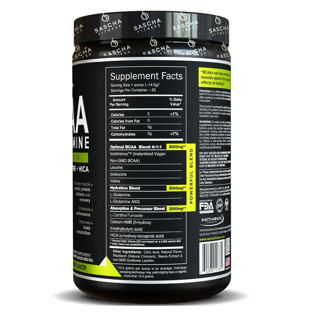 Aminoácidos BCAA Sascha Fitness | Lima Limón | Tienda En Forma Fit Colombia