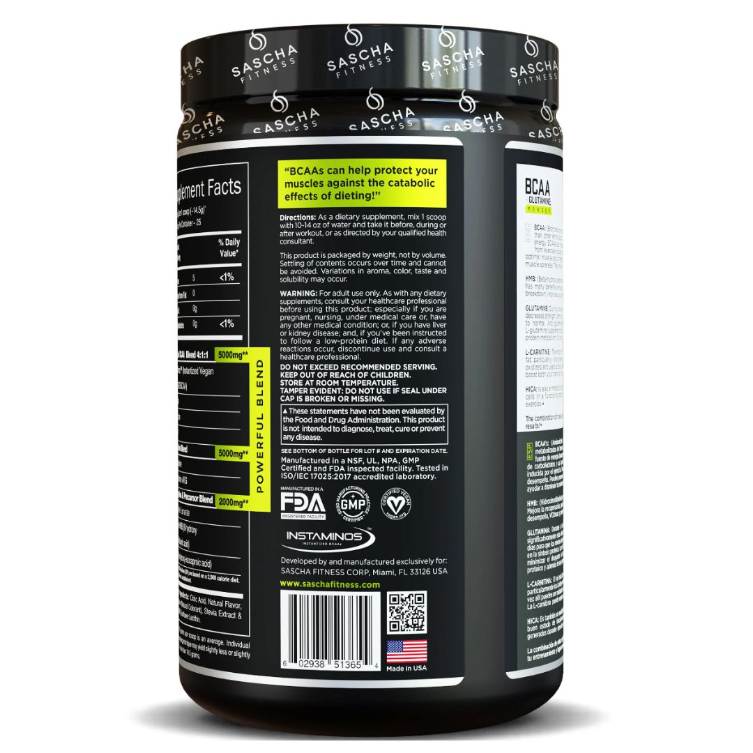 Aminoácidos BCAA Sascha Fitness | Lima Limón | Tienda En Forma Fit Colombia